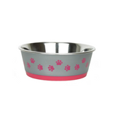 Classic Hybrid Stainless Steel Dish Pink Paws, 3 sizes